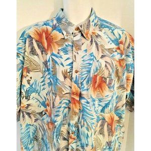Mens Stockton World Island Hawaiian Aloha Shirt Reverse Print Cotton Palms XL